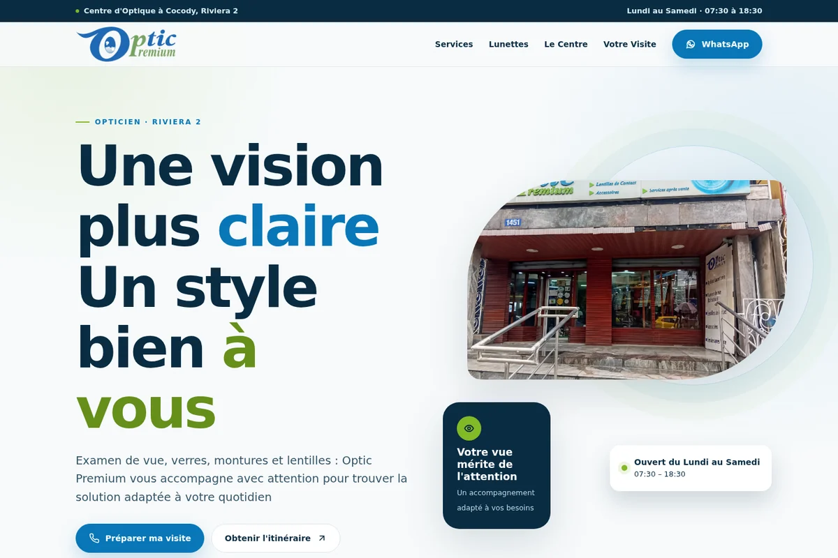 Site web d'Optic Premium